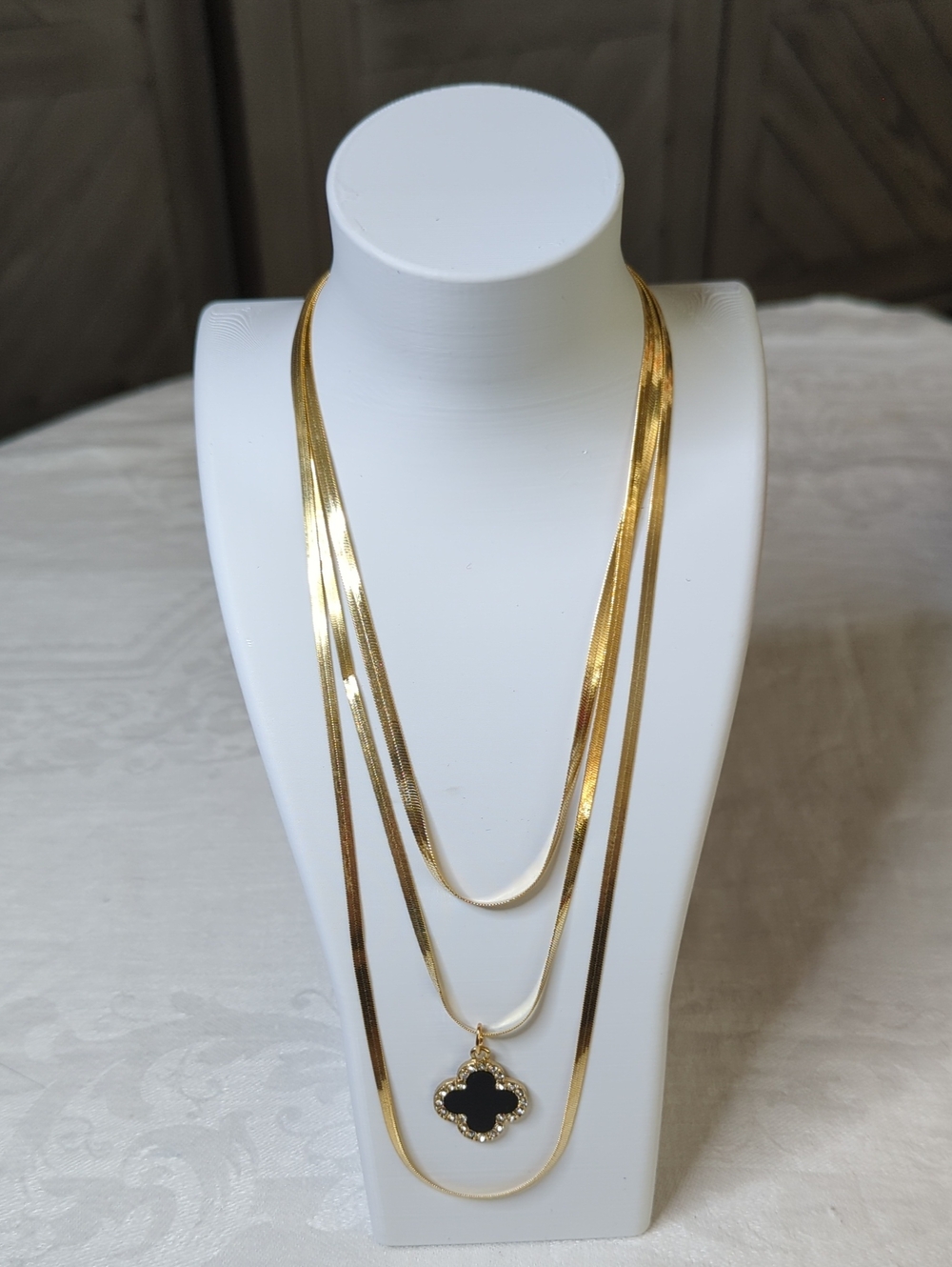 Flower Triple Strand Necklace
